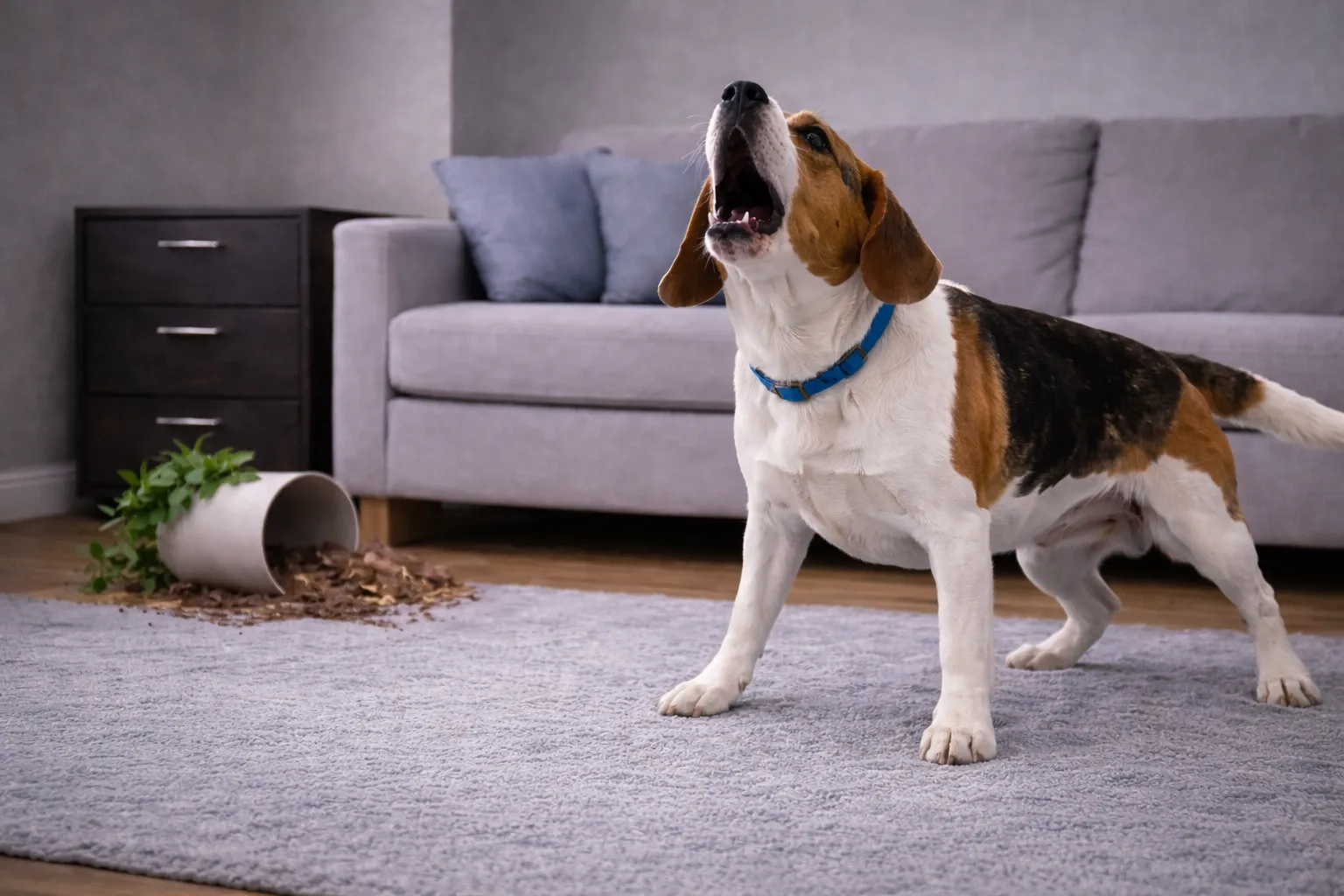 Hond die blaft wanneer hij alleen thuis is